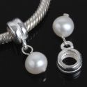 Original Massiv 925 Sterling Silber Dangle Bead mit weier Perle