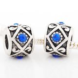 Andante-Stones Edler Silber  Bead mit 4 blauen Glaskristallsteinen