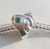 Andante-Stones Edler Silber  Bead Herz mit 2 cyan Glaskristallen