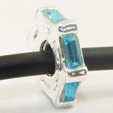 Andante-Stones Edler Silber  Spacer Bead m 6 blauen Glaskristallen