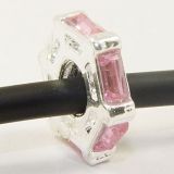 Andante-Stones Edler Silber  Spacer Bead mit 6 pink Glaskristallen