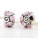 Andante-Stones Edler Silber  Bead mit 8 rosa Glaskristallsteinen