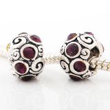 Andante-Stones Edler Silber  Bead mit 8 purpur Glaskristallsteinen