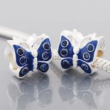 Andante-Stones Edler Silber  Bead Blauer Schmetterling