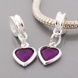 Andante-Stones Edler Silber  Dangle Bead im Violett-Herzdesign