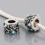 Andante-Stones Edler Silber  Bead mit 6 cyan Acryl Steinen