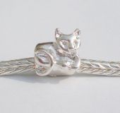 Andante-Stones Edler Silber  Bead Katze Design