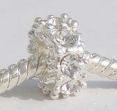 Andante-Stones Edler Silber  Bead mit 8 weien Glaskristallen