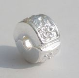 Andante-Stones Edler Silber  Bead Clip Stopper mit Blumen Bltter