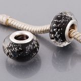 Andante-Stones Edler Silber Murano Glas Bead 3D Schwarz