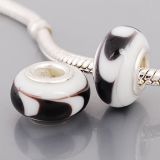 Andante-Stones Edler Silber Murano Glas Bead Wei Schwarz