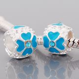 Andante-Stones Edler Silber  Bead mit blauen Blumen und Kristallen