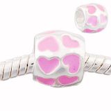 Andante-Stones Edler Silber  Bead mit rosa Herzen