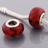 Andante-Stones Edler Silber  Murano Glas Bead Rot Schwarz