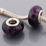 Andante-Stones Edler Silber  Murano Glas Bead Purpur Schwarz