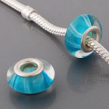 Andante-Stones Edler Silber  Murano Glas Bead Cyan Wei