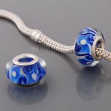 Andante-Stones Edler Silber  Murano Glas Bead Blau Wei