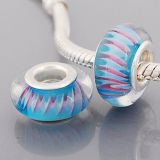 Andante-Stones Edler Silber  Murano Glas Bead Blau Purpur Lila