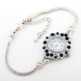 Edle QUARZ Bead UHR mit schwarzen Glaskristallen 20CM