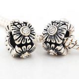 Andante-Stones Edler Silber  Bead Blumen mit 4 weien Glaskristallen