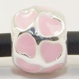 Andante-Stones Edler Silber  Bead mit rosa Herzen