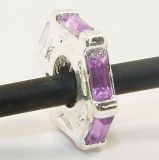 Andante-Stones Edler Silber  Spacer Bead mit 6 purpur Glaskristallsteinen