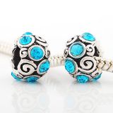 Andante-Stones Edler Silber  Bead mit 8 cyan Glaskristallsteinen