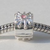 Andante-Stones Edler Silber  Bead Clip Stopper Zirkonia Rosa Blumen