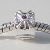 Andante-Stones Edler Silber  Bead Clip Stopper Zirkonia Lila Blumen