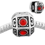 Andante-Stones Edler Silber  Bead Clip Stopper Zirkonia Rot