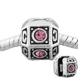 Andante-Stones Edler Silber  Bead Clip Stopper Zirkonia Rosa