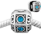 Andante-Stones Edler Silber  Bead Clip Stopper Zirkonia Cyan