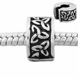 Andante-Stones Edler Silber  Bead Clip Stopper mit Blumen Gravur