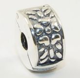 Original Massiv 925 Silber Bead Clip Stopper Blumen Bltter