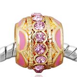 Edler 14K Gold Bead mit 14 Glaskristallsteinen in Rosa