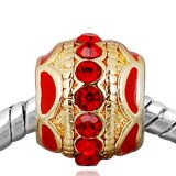 Edler 14K Gold Bead mit 14 Glaskristallsteinen in Rot