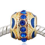 Edler 14K Gold Bead mit 14 Glaskristallsteinen in Dunkel Blau