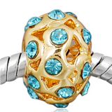 Edler 14K Gold Bead mit Glaskristallsteinen in Trkis