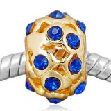 Edler 14K Gold Bead mit Glaskristallsteinen in Blau