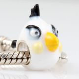 Original Massiv 925 Silber Bead White Bird Weier Vogel