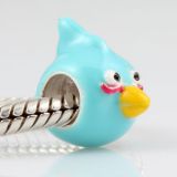 Original Massiv 925 Silber Bead Blue Bird Blauer Vogel