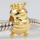 Original Massiv 925 Silber Gold Bead Bienenknig