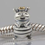 Original Massiv 925 Silber Bead Bienenknig mit Gold Krone