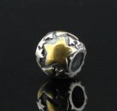 Original Massiv 925 Silber Gold Bead Sterne