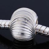 Original Massiv 925 Sterling Silber Bead Kugel Form Wellen Muster