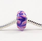 Original Massiv 925 Sterling Silber Murano Glass Bead Blau Rosa Wei