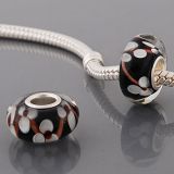 Original Massiv 925 Sterling Silber Murano Glass Bead Schwarz Braun