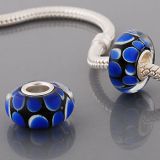 Original Massiv 925 Sterling Silber Murano Glass Bead Schwarz Blau