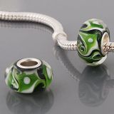 Original Massiv 925 Sterling Silber Murano Glass Bead Grn