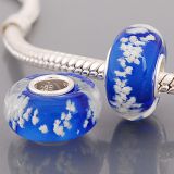Original Massiv 925 Sterling Silber Murano Glass Bead Nachtleuchtend